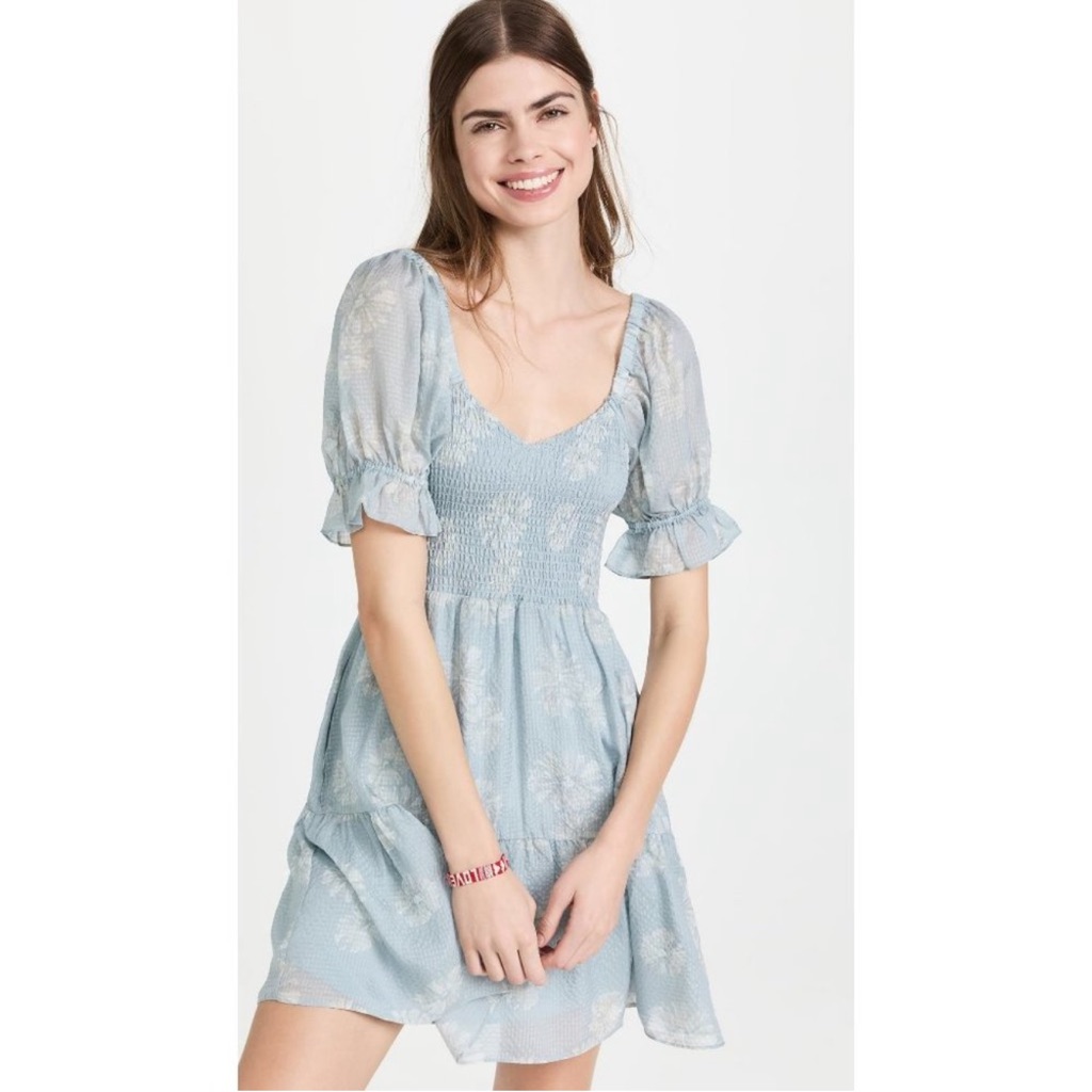 Madewell Silk Lucie Smocked Mini Dress In Moody Blooms Medium